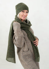 Khaki hat and long scarf or set