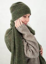 Khaki hat and long scarf or set