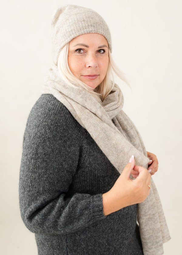 Bronze hat and long scarf