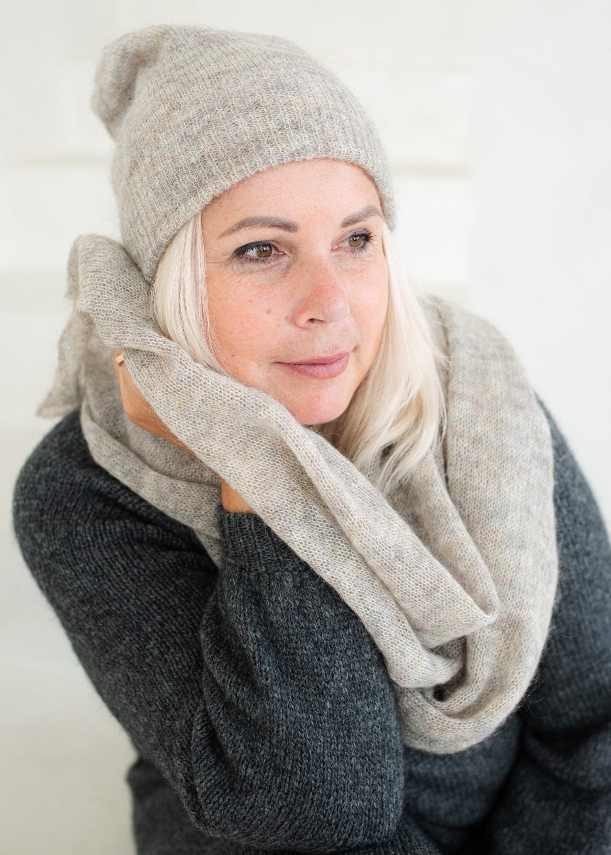 Camel Brown Color Hat/Scarf/Or Set