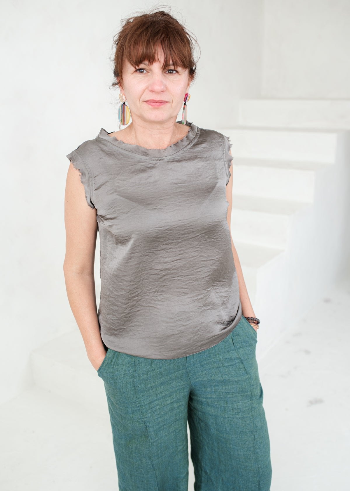 Satin Sleeveless Top