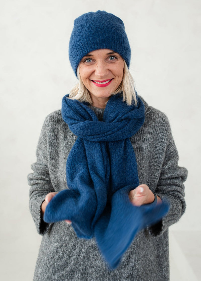 Royal Blue hat and long scarf or set