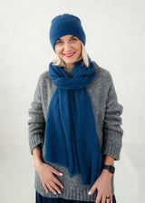 Royal Blue hat and long scarf or set