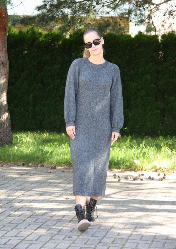 Thick soft woolen dress for autumn - winter