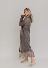 White mohair cardigan with lace
