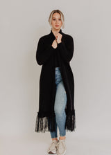Gray mohair cardigan with lace