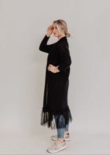 Gray mohair cardigan with lace
