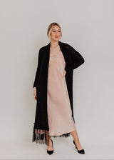 Gray mohair cardigan with lace