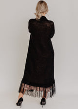 Gray mohair cardigan with lace