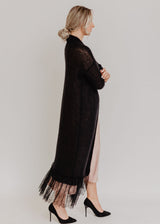 Gray mohair cardigan with lace