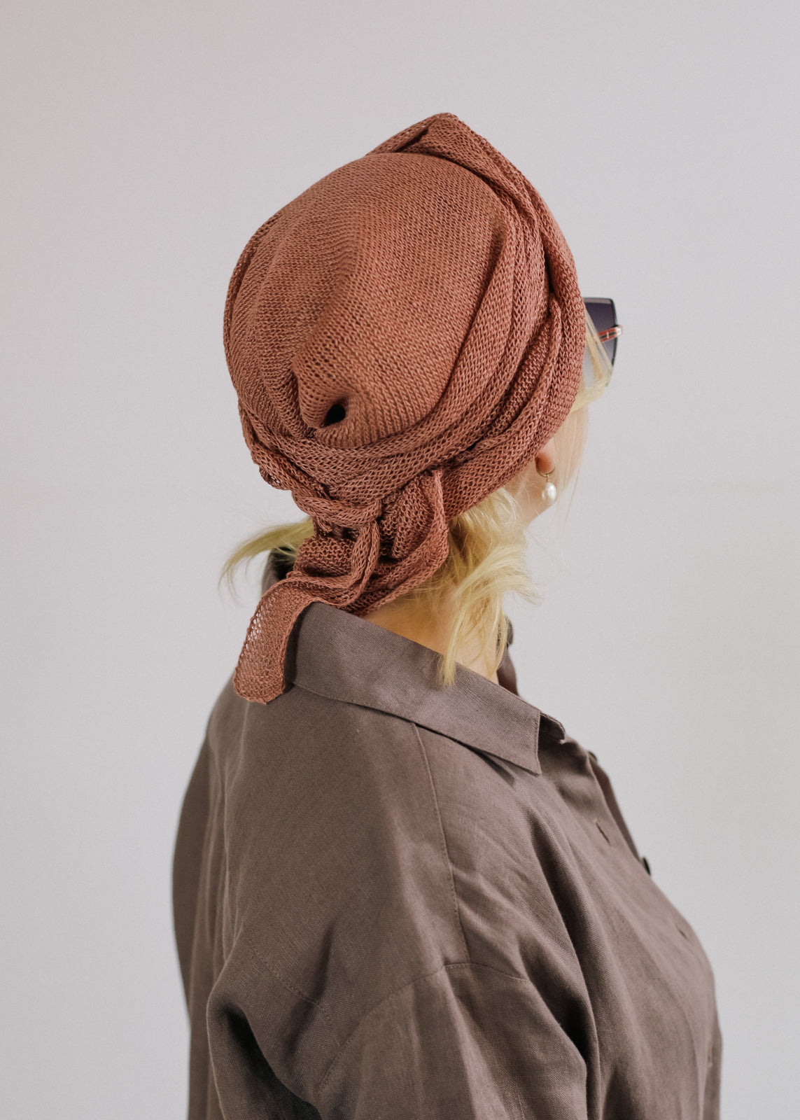 Linen Knitted Scarf/Head Cover