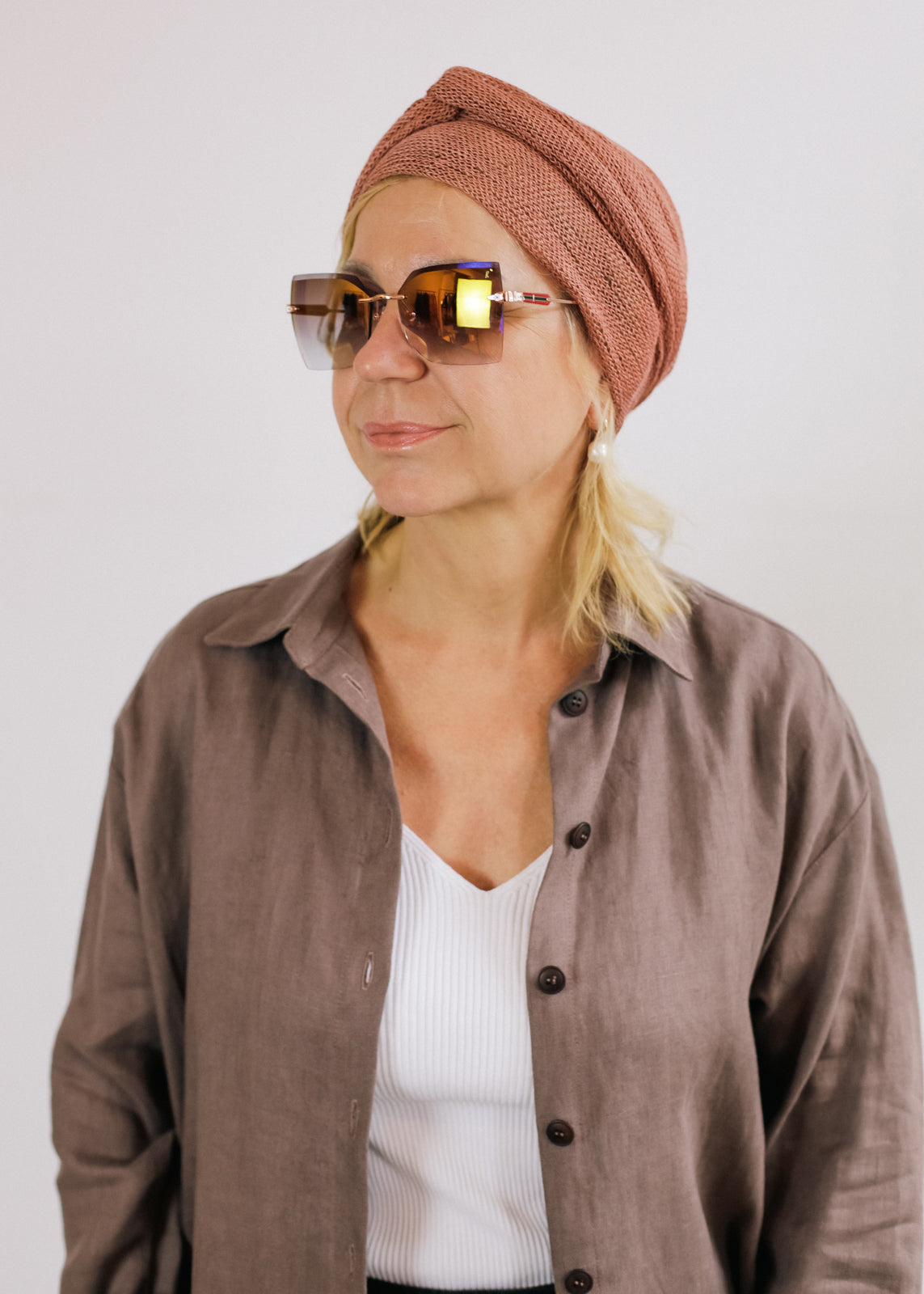 Linen Knitted Scarf/Head Cover