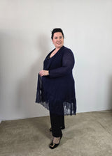 Waterfall mohair cardigan with lace