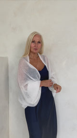 Balta mohēras smalka adījuma jaciņa - "Bolero"