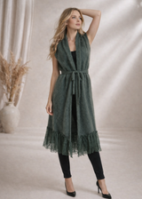 Green vest with lace