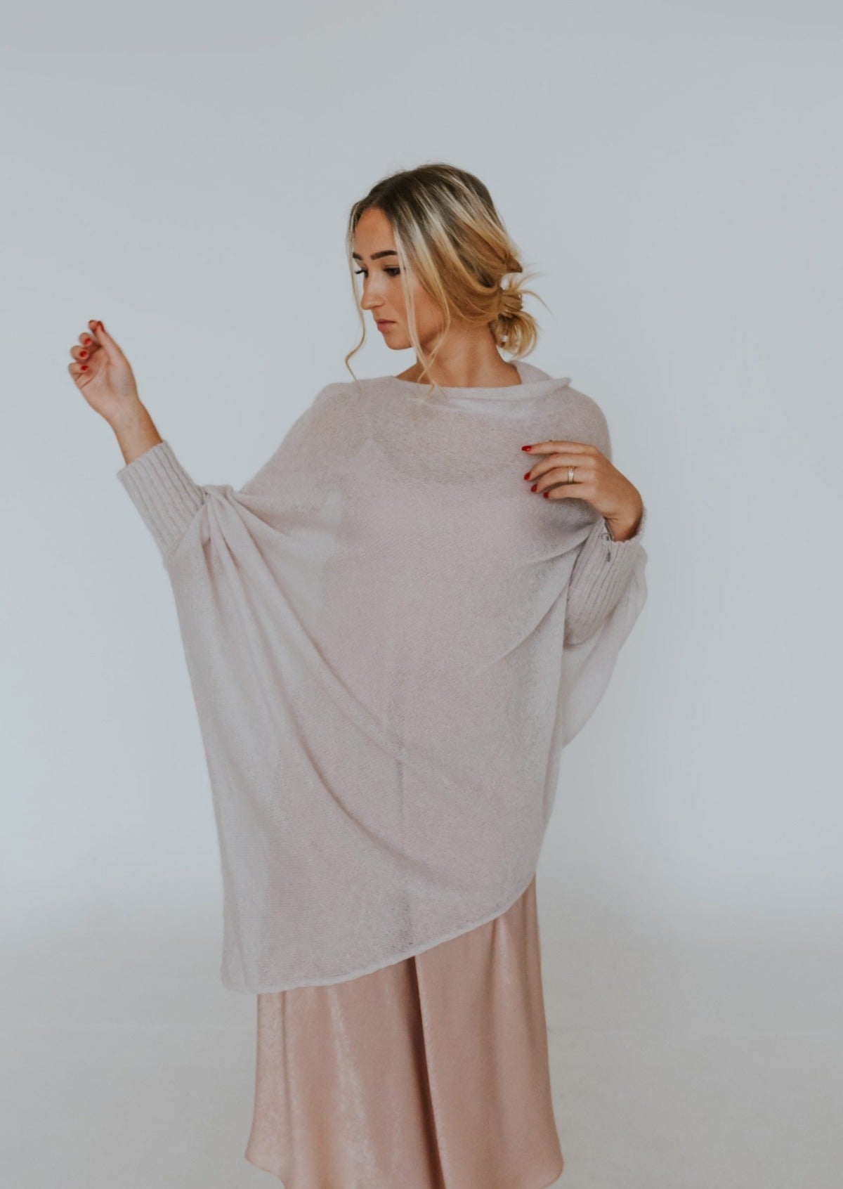 Ash White Asymmetric Mohair Wool Sweater/Tunic