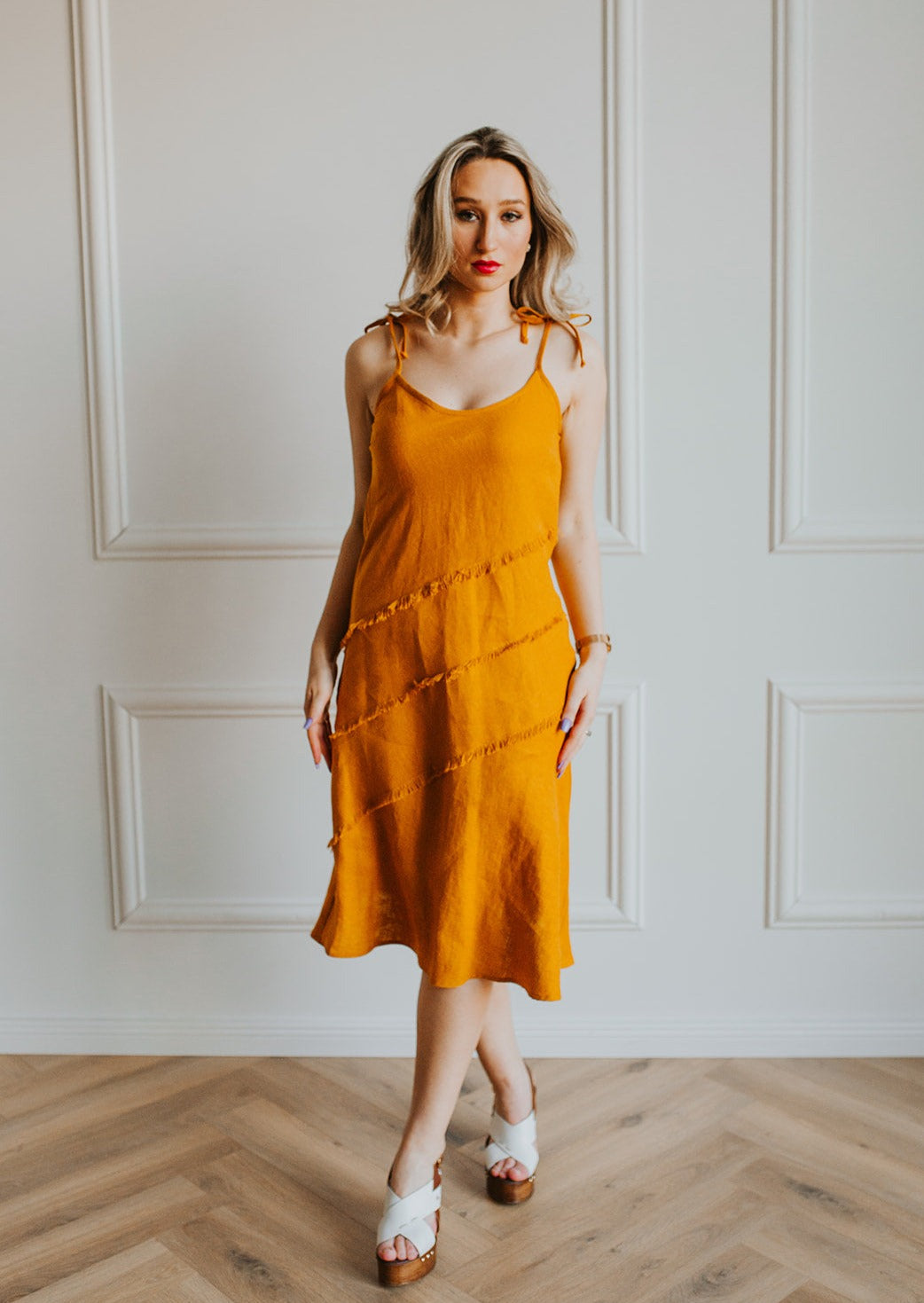 Linen Dress with Straps