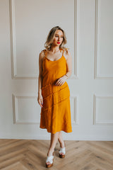 Linen dress with straps