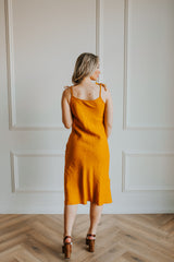 Linen dress with straps