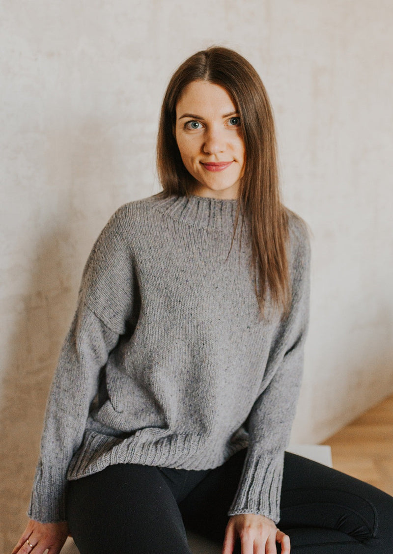 Camel wool tweed loose fit sweater