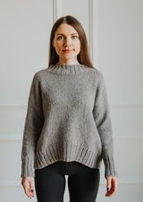 Camel wool tweed loose fit sweater