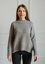 Camel wool tweed loose fit sweater