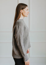 Camel wool tweed loose fit sweater