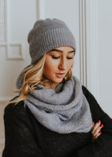 Light gray mohair hat in double knit