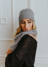 Light gray mohair hat in double knit