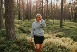 Light gray alpaca wool sweater with raised sleeves
