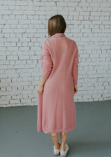 Pink long classic style mohair jacket
