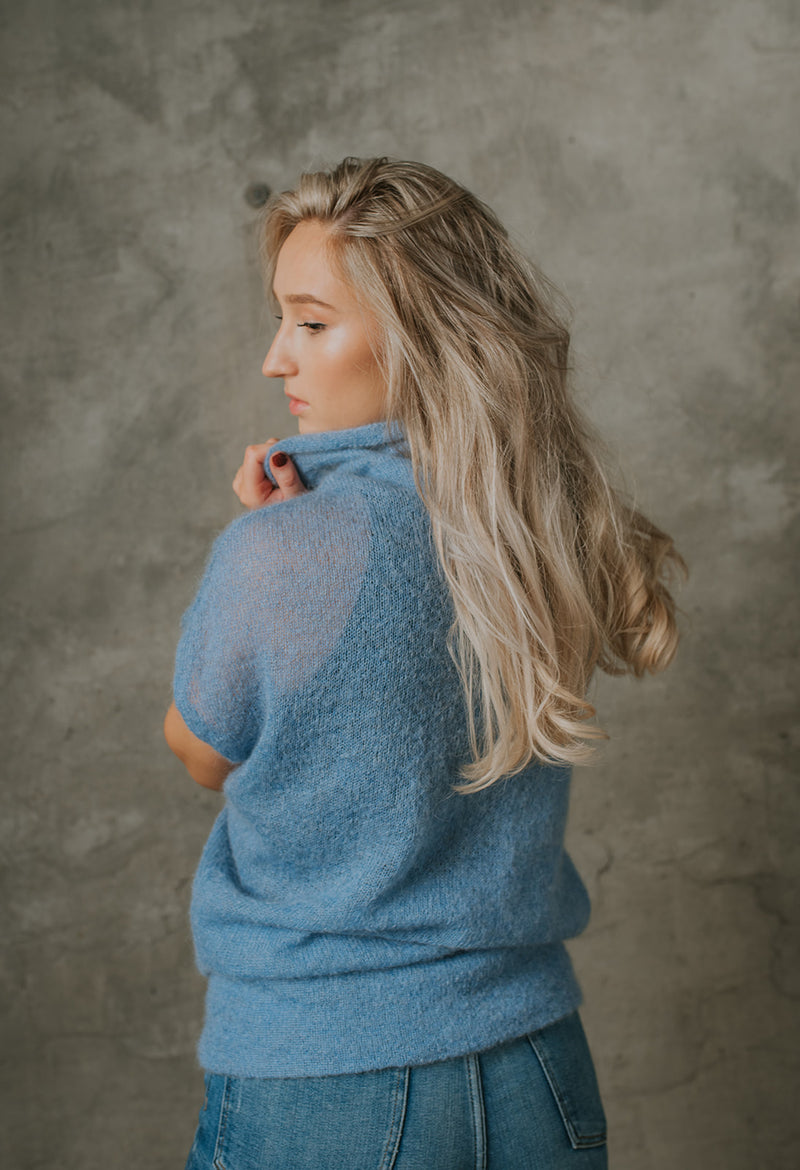 Knitted kimono style mohair sweater