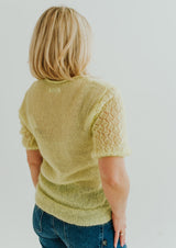 Soft mohair sweater with knitted lace sleeves