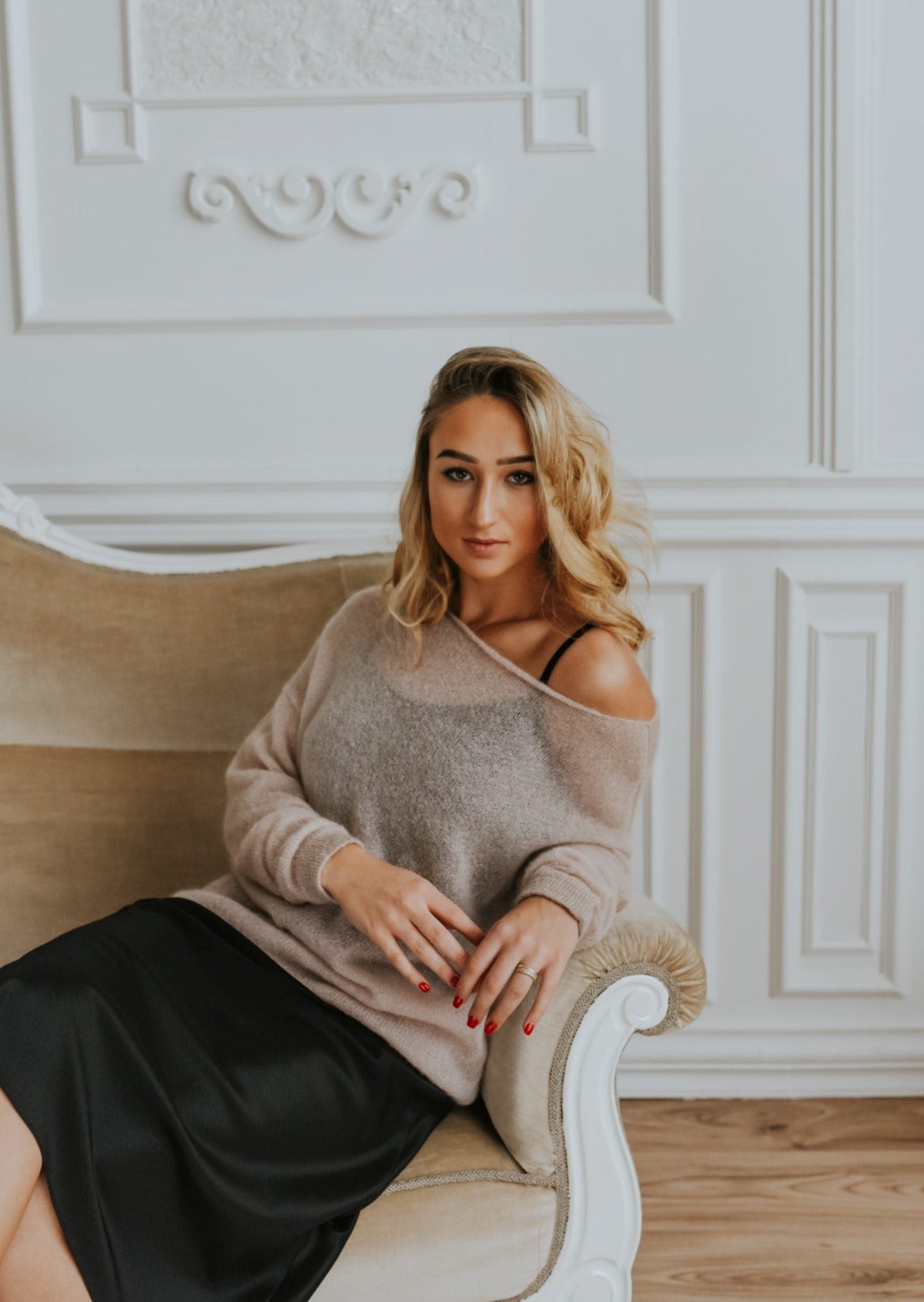 Light mohair sweater - off shoulder