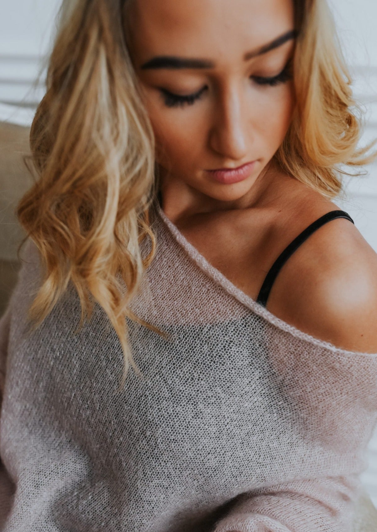 Light mohair sweater - off shoulder