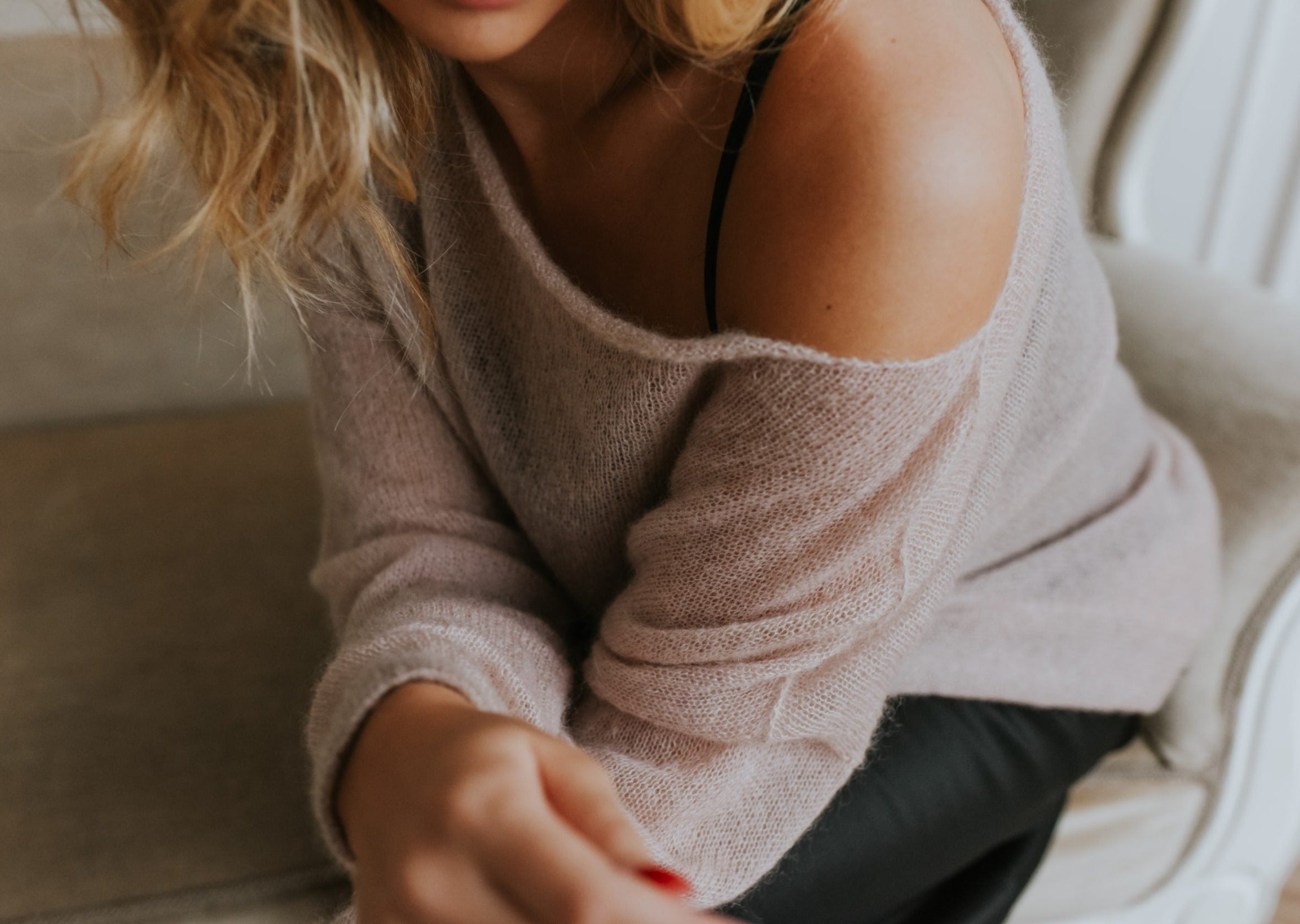 Light mohair sweater - off shoulder
