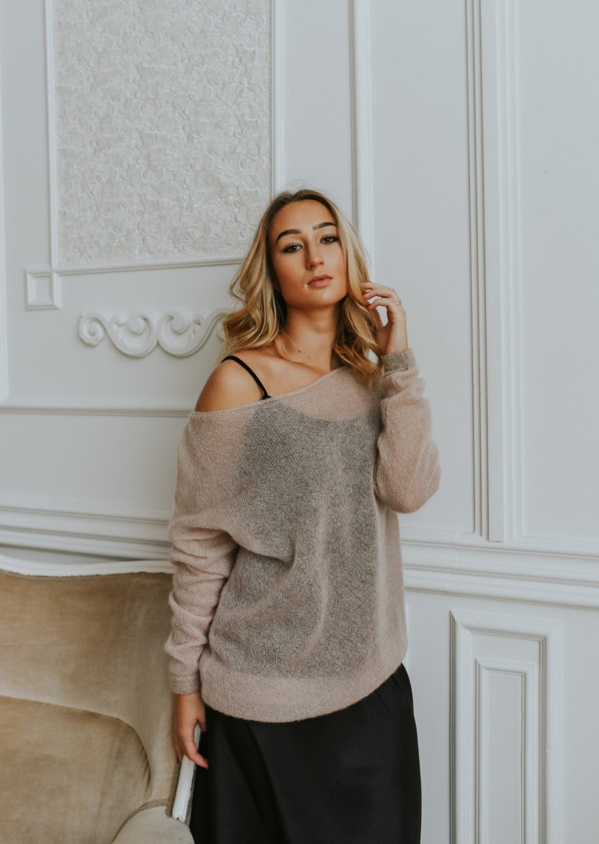 Light mohair sweater - off shoulder