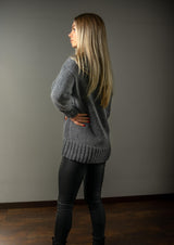 Camel wool tweed loose fit sweater