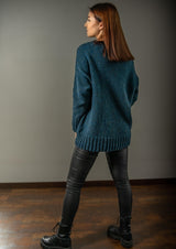 Camel wool tweed loose fit sweater