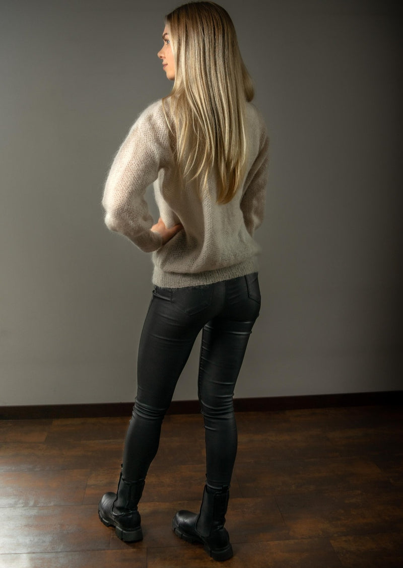 Soft mohair sweater with accented sleeves