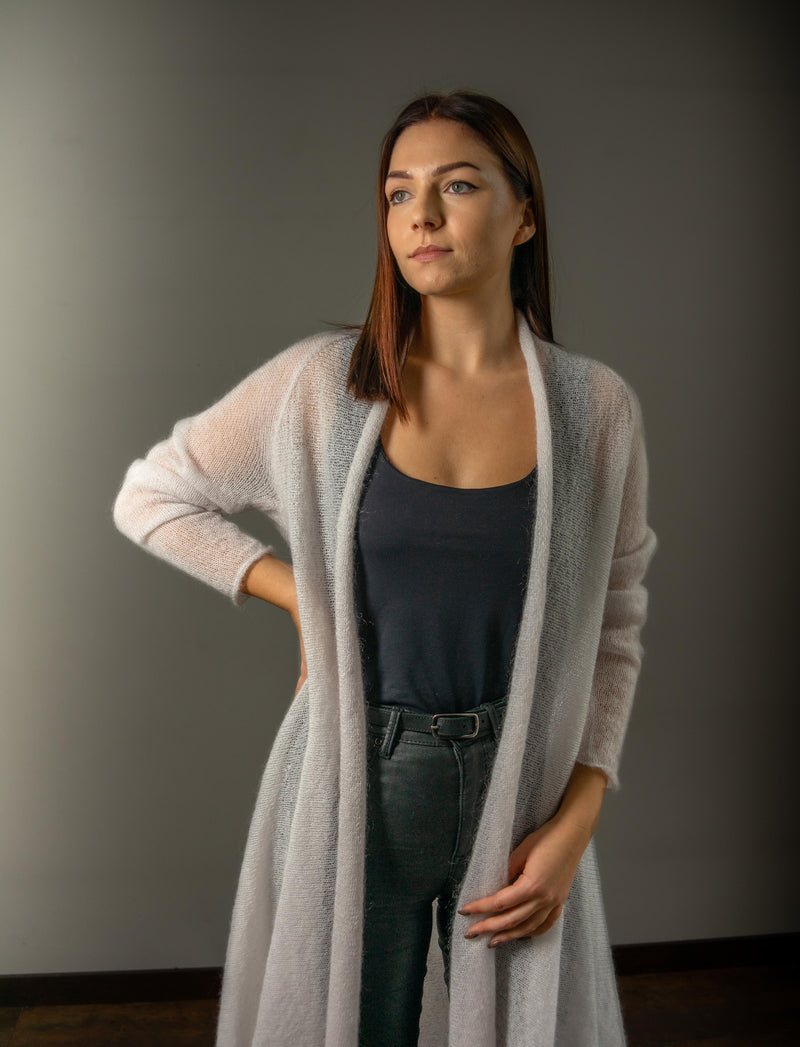 A silhouette or waterfall type mohair jacket