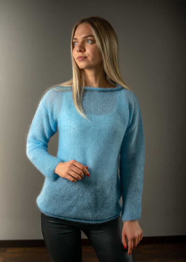 Sky blue oversized mohair sweater