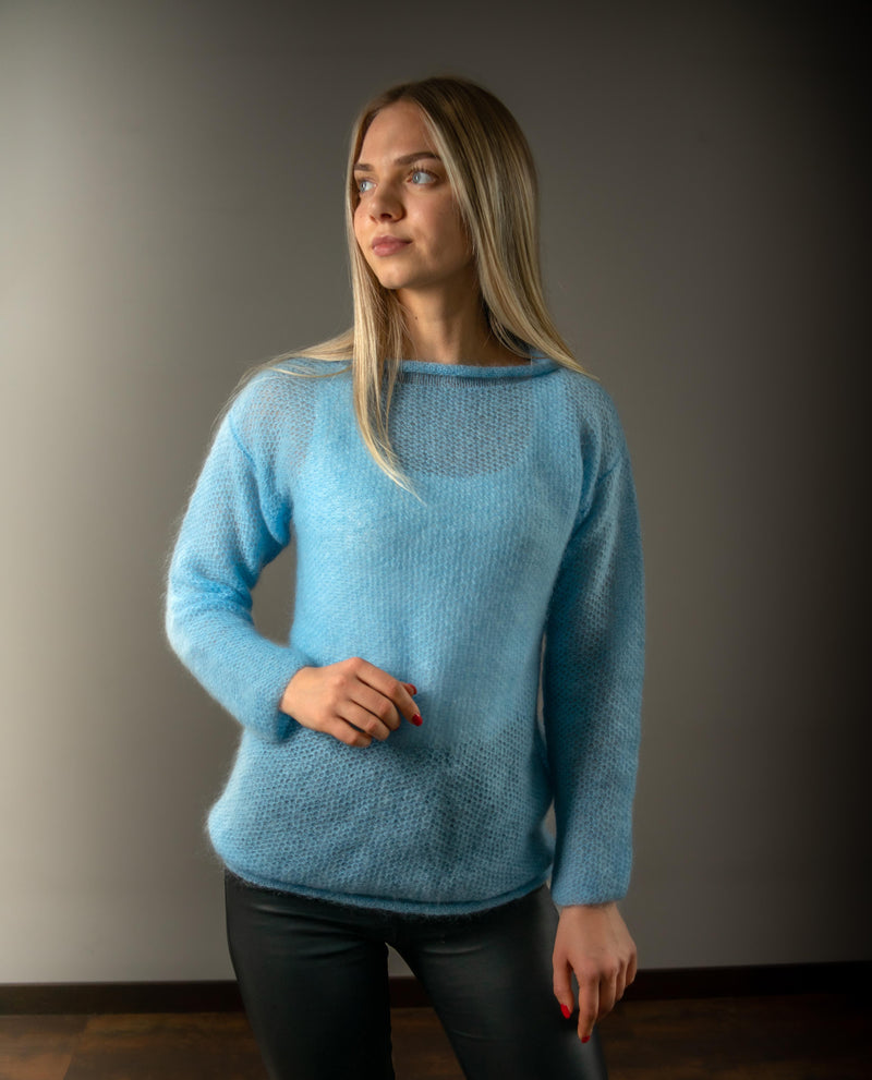 Sky blue oversized mohair sweater