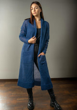 Long classic style mohair jacket with pockets