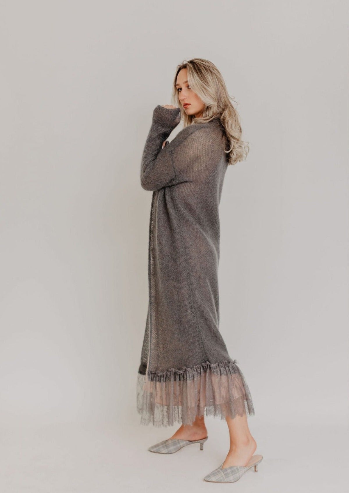 Robe Cardigan Memory & Co - Laine Angora Grise - Taille L/XL - Neuf Avec étiquettes